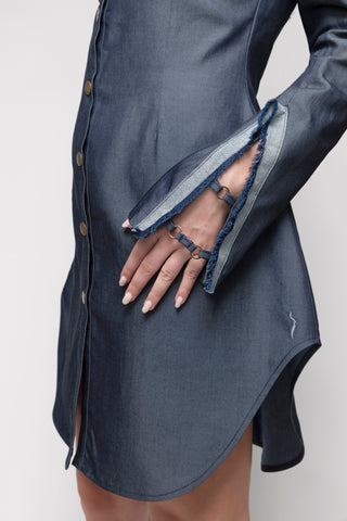 Emory Mini Collared Denim Dress Back Bone Society.