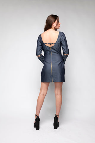 Ella Denim Mini Dress Back Bone Society.