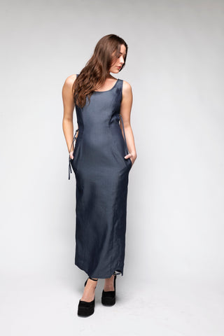 Cleo Cut Out Denim Maxi Dress Back Bone Society.