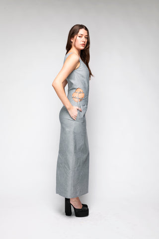 Cleo Cut Out Denim Maxi Dress Back Bone Society.