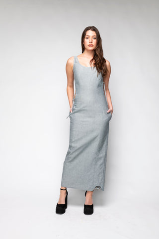 Cleo Cut Out Denim Maxi Dress Back Bone Society.