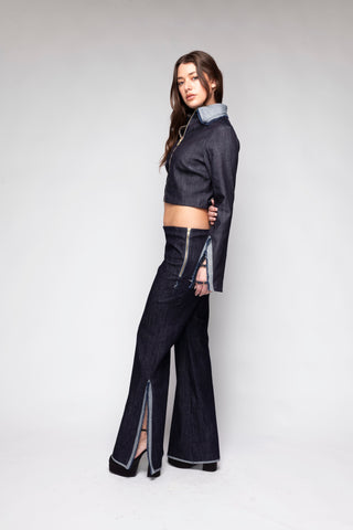 Silvia Low Cut Flared Denim Jeans Back Bone Society.