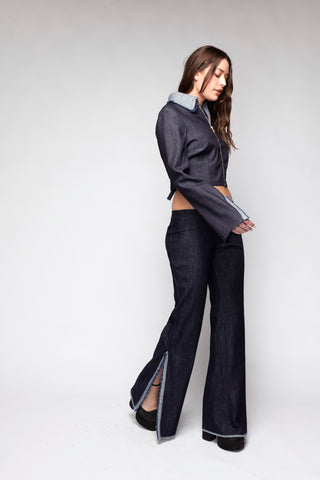 Silvia Low Cut Flared Denim Jeans Back Bone Society.