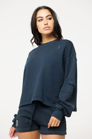 Crewneck Pullover in Aquarius Back Bone Society.
