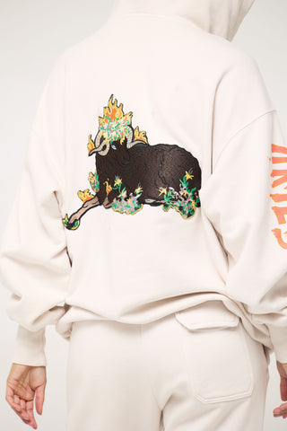 Baggy Hoodie in Aries Back Bone Society.