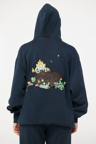 Baggy Hoodie in Aries Back Bone Society.