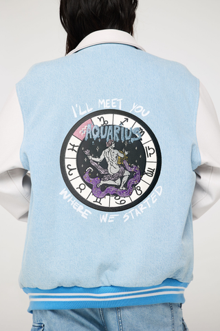 The Zodiac Varsity Jacket Back Bone Society.