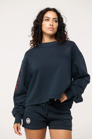 Crewneck Pullover in Leo Back Bone Society.