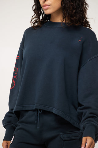 Crewneck Pullover in Leo Back Bone Society.