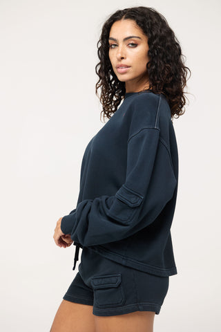 Crewneck Pullover in Leo Back Bone Society.