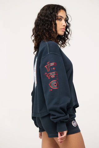 Crewneck Pullover in Leo Back Bone Society.