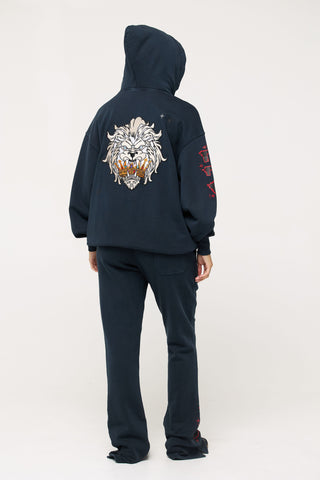 Baggy Hoodie in Leo Back Bone Society.
