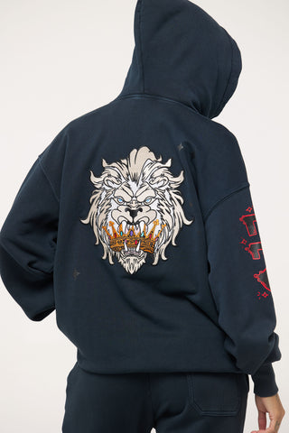 Baggy Hoodie in Leo Back Bone Society.
