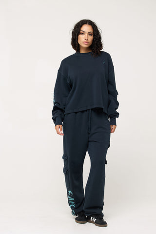Crewneck Pullover in Cancer Back Bone Society.
