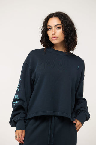 Crewneck Pullover in Cancer Back Bone Society.
