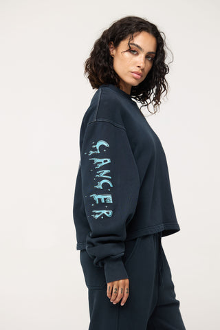 Crewneck Pullover in Cancer Back Bone Society.