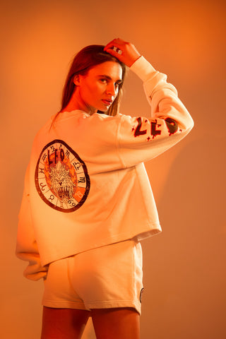 Crewneck Pullover in Leo Back Bone Society.
