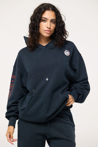 Baggy Hoodie in Leo Back Bone Society.