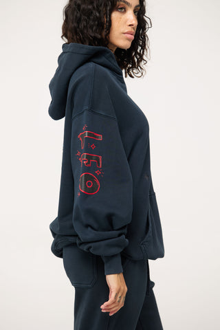 Baggy Hoodie in Leo Back Bone Society.