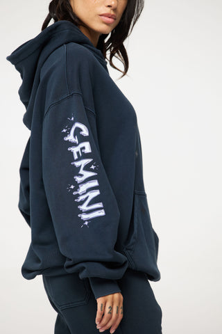 Baggy Hoodie in Gemini Back Bone Society.