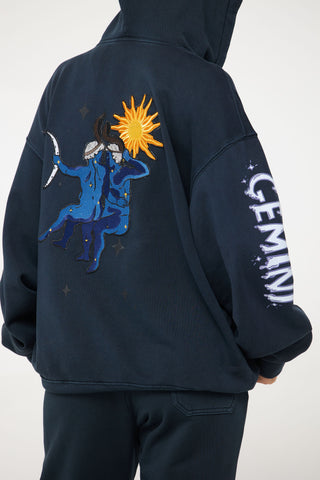 Baggy Hoodie in Gemini Back Bone Society.