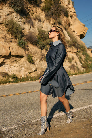 Emory Mini Collared Denim Dress Back Bone Society.