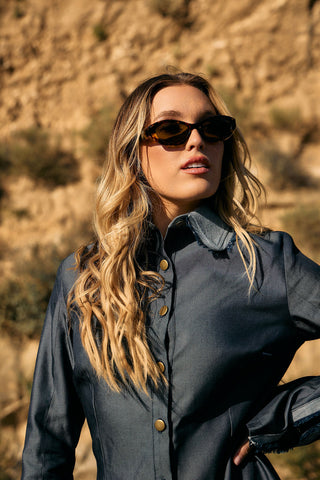 Emory Mini Collared Denim Dress Back Bone Society.