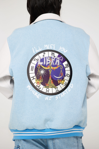 The Zodiac Varsity Jacket Back Bone Society.