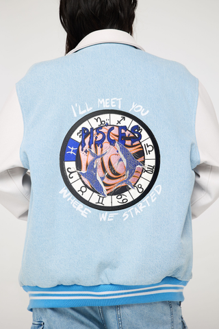 The Zodiac Varsity Jacket Back Bone Society.