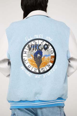 The Zodiac Varsity Jacket Back Bone Society.