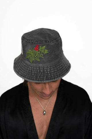 The 9th Distressed Bucket Hat - Castor Bean Back Bone Society.