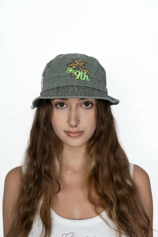 The 9th Distressed Bucket Hat - Stinging Nettle Back Bone Society.