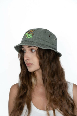 The 9th Distressed Bucket Hat - Stinging Nettle Back Bone Society.