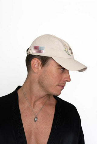 The 9th Distressed Dad Hat - Daffodil Back Bone.
