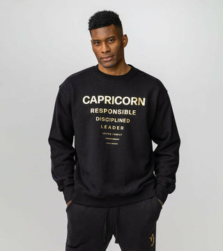 The Horoscope Crewneck in Capricorn Back Bone Society.