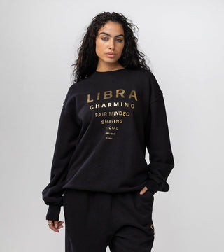The Horoscope Crewneck in Libra Back Bone Society.