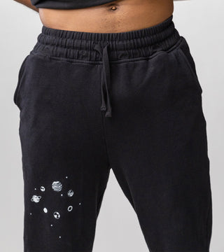In A Better World Sweatpants in black with thick adjustable waistband