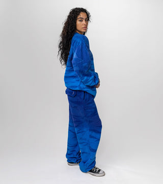The Streetwear Crewneck by Back Bone Society with bold design and superior craftsmanship, our crewneck is part of a loungewear set of matching crewneck with sweatpants in custom blue tiger shark print
